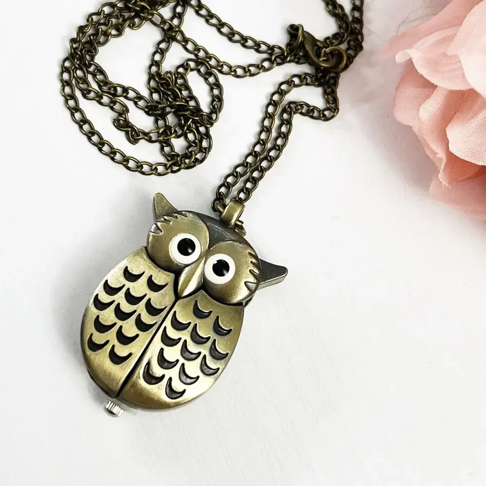 Owl Watch Pendant Necklace